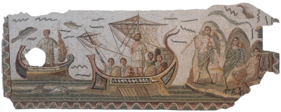 Ulysses and the Sirens (Bardo Mosaic) by Roman mosaicist